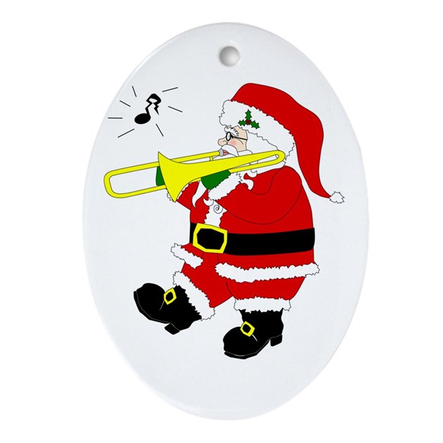 santa_plays_trombone_christmas_oval_ornament