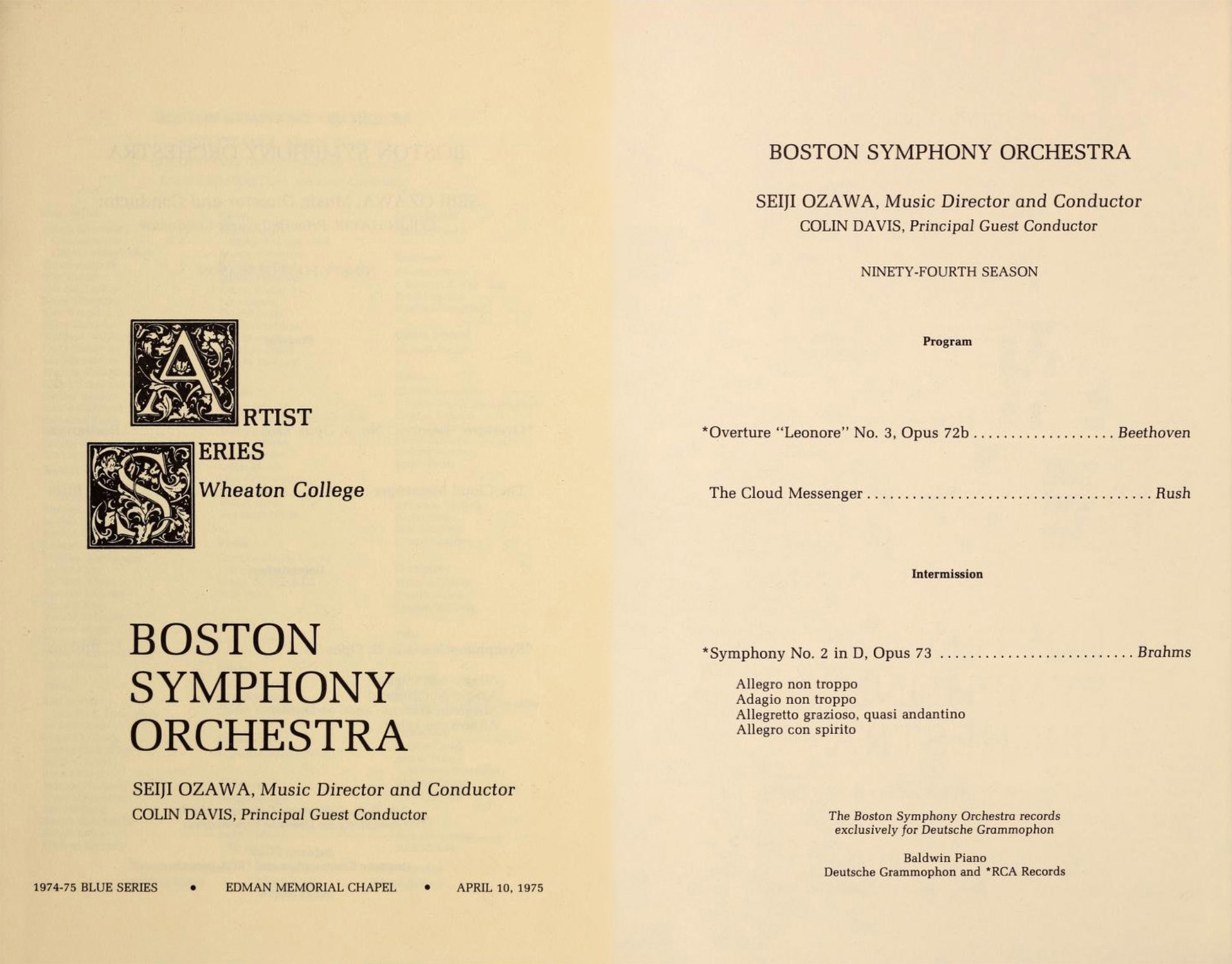 BSO_Wheaton_College_1975_program